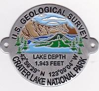 L.W. Bristol Hiking Stick Medallion- Crater Lake USGS in Color